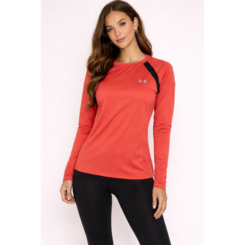 Under Armour ColdGear Top Womens Medium‎ Orange Athletic Training Shirt